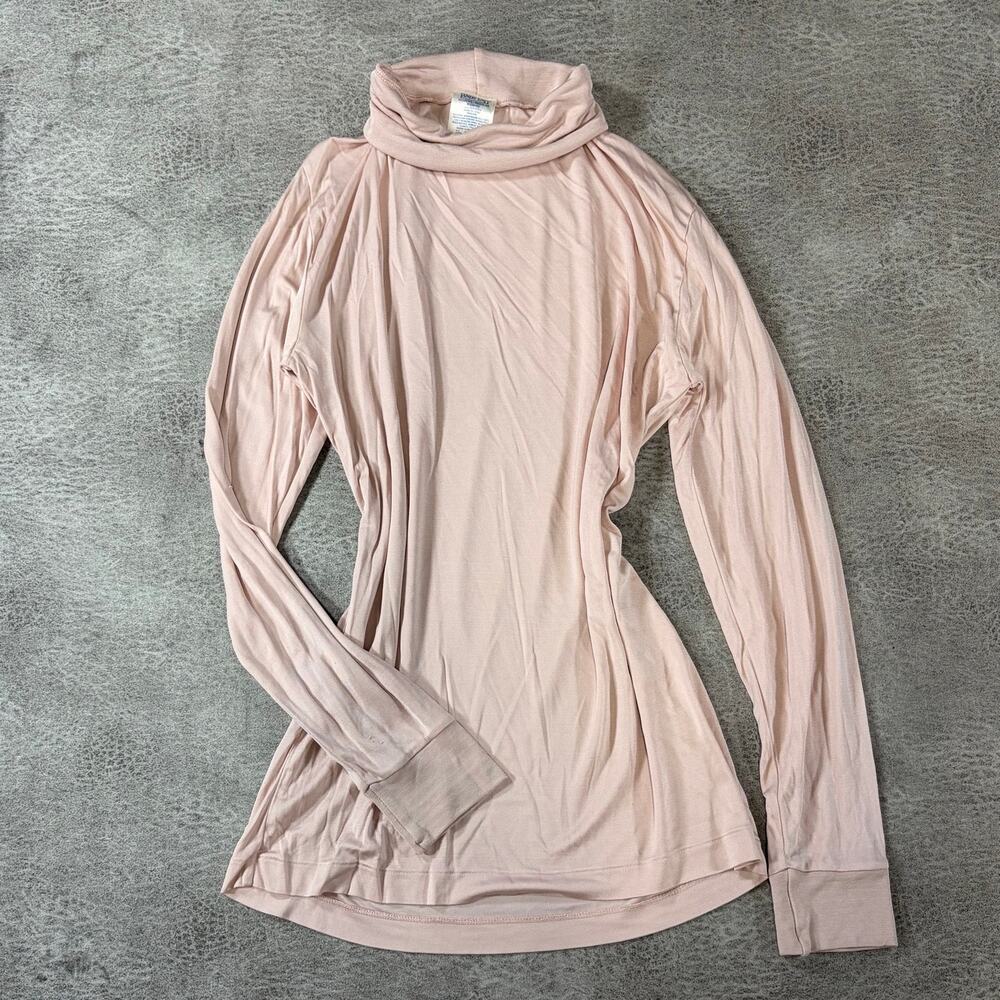 Blush Pink Cowl Vintage Silk Long Sleeve Top